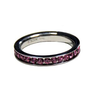 Inox Women's Stainless Steel Ring with Pink CZ